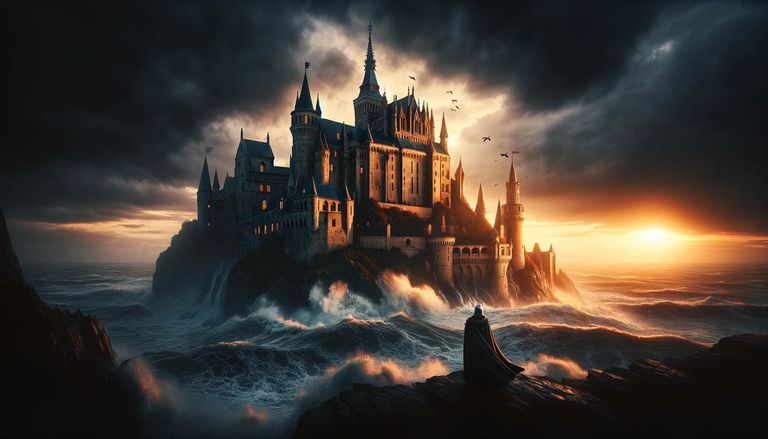 Day 24 - Dusk at the Gothic Castle - A Tale of Sea and Stone