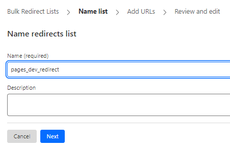 Create a Bulk Redirect List