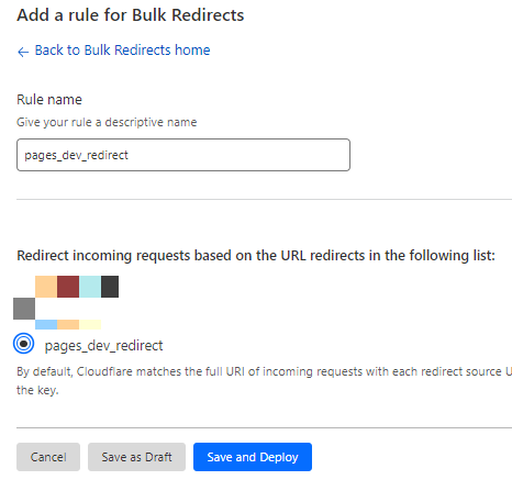 Create a Bulk Redirect Rule