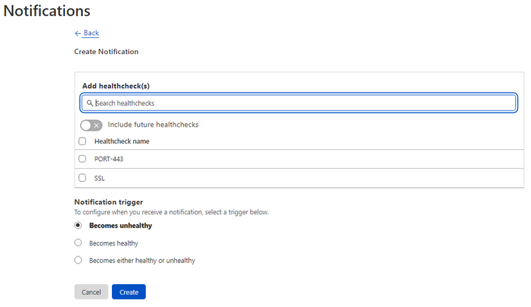Alert creation Step 2