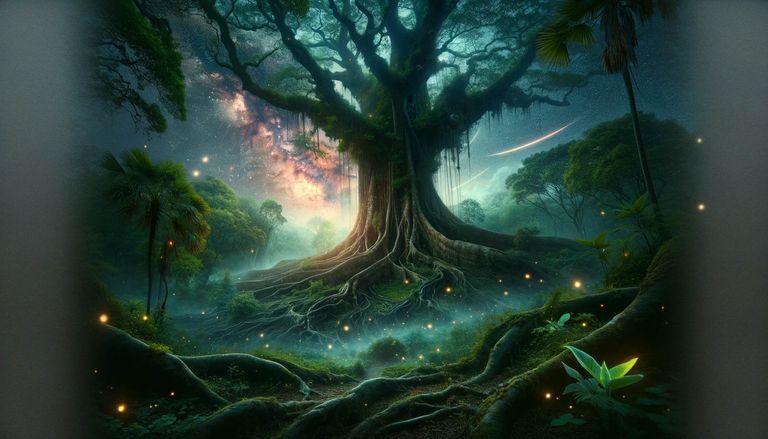 Day 18 - Cosmic Forest: The Ancient Tree and Starlit Sky